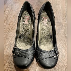 Jellypop Black Smooth Heels, Sz 7